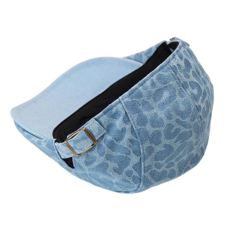 Spice girl retro leopard print forward hat cowgirl fabric street atmosphere short brim cap show face small newsboy hat