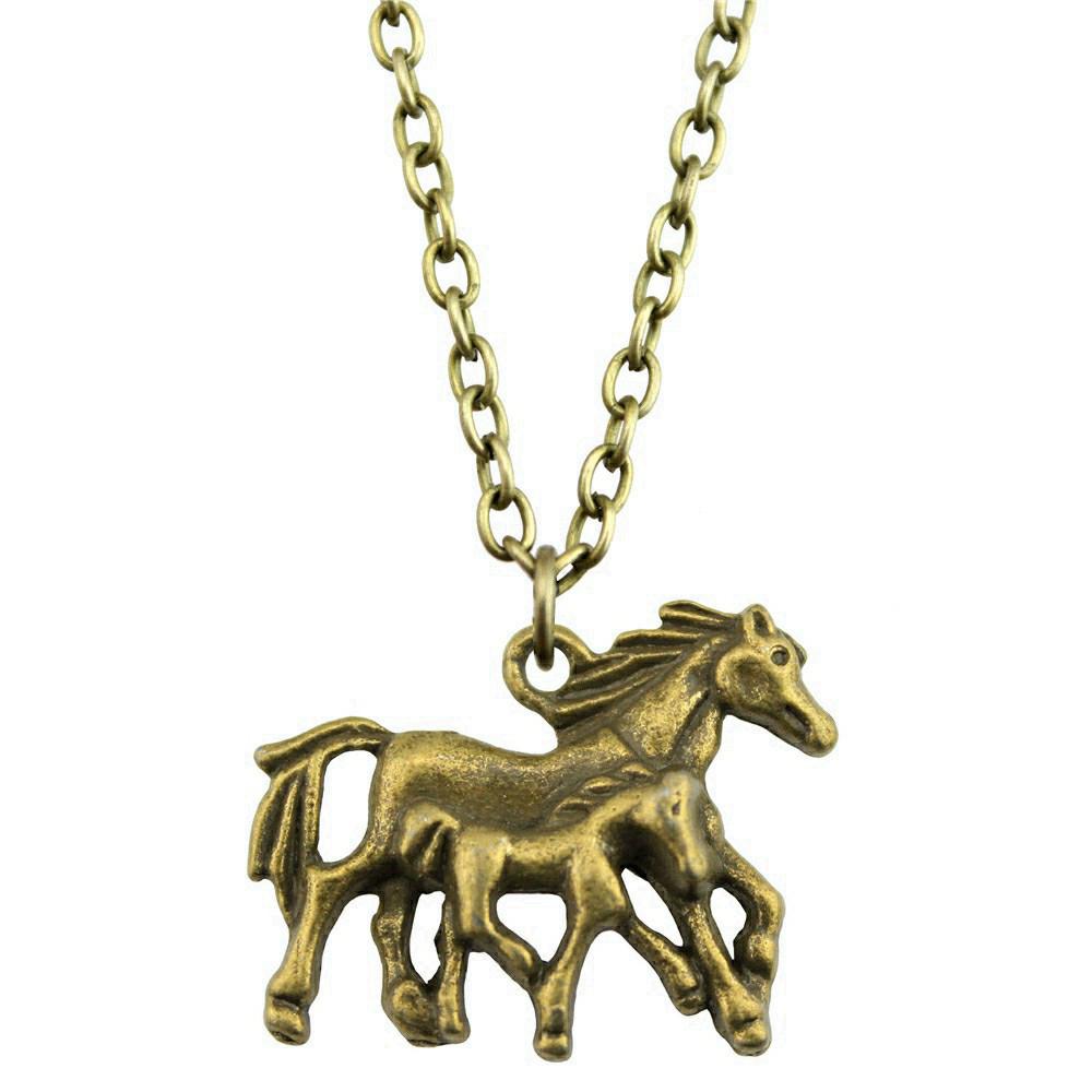 Horseshoe Charm Necklace  Animal Pendant For Horse Lovers Cowboy Western Jewelry 43cm Chain