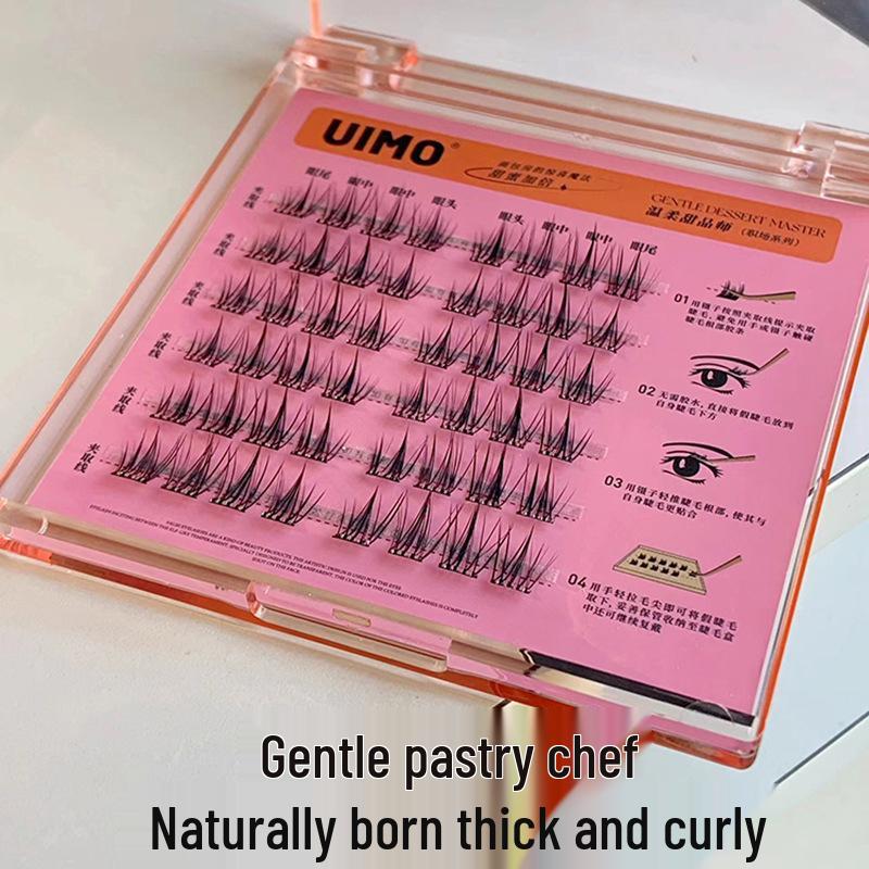 Uimo Glue-Free Natural Magnetic False Eyelashes with Self-Adhesive Stem, Reusable Extensions for Women