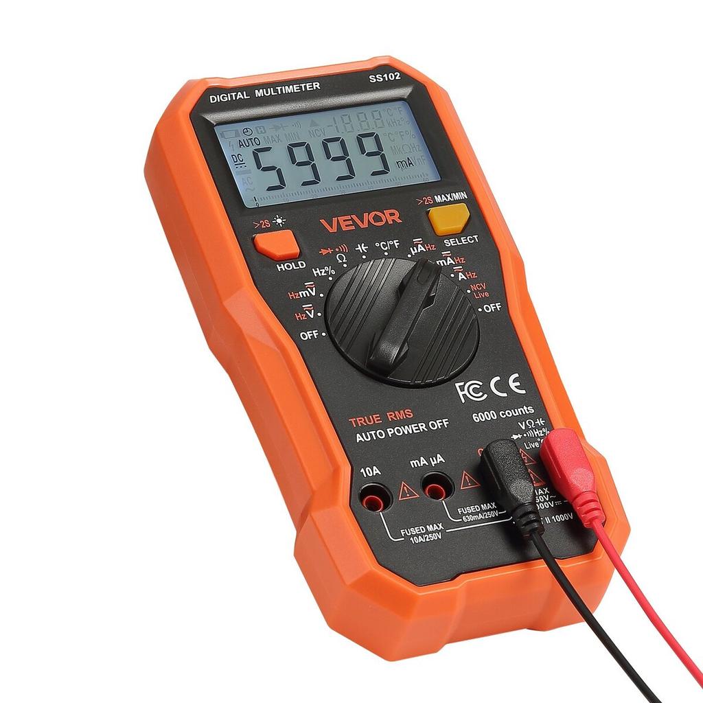 Digital Multimeter, 6000-Count TRMS DC/AC Voltmeter Current Tester, Professional NCV Multimeter for Current Voltage Resistance Capacitance Duty-Cycle