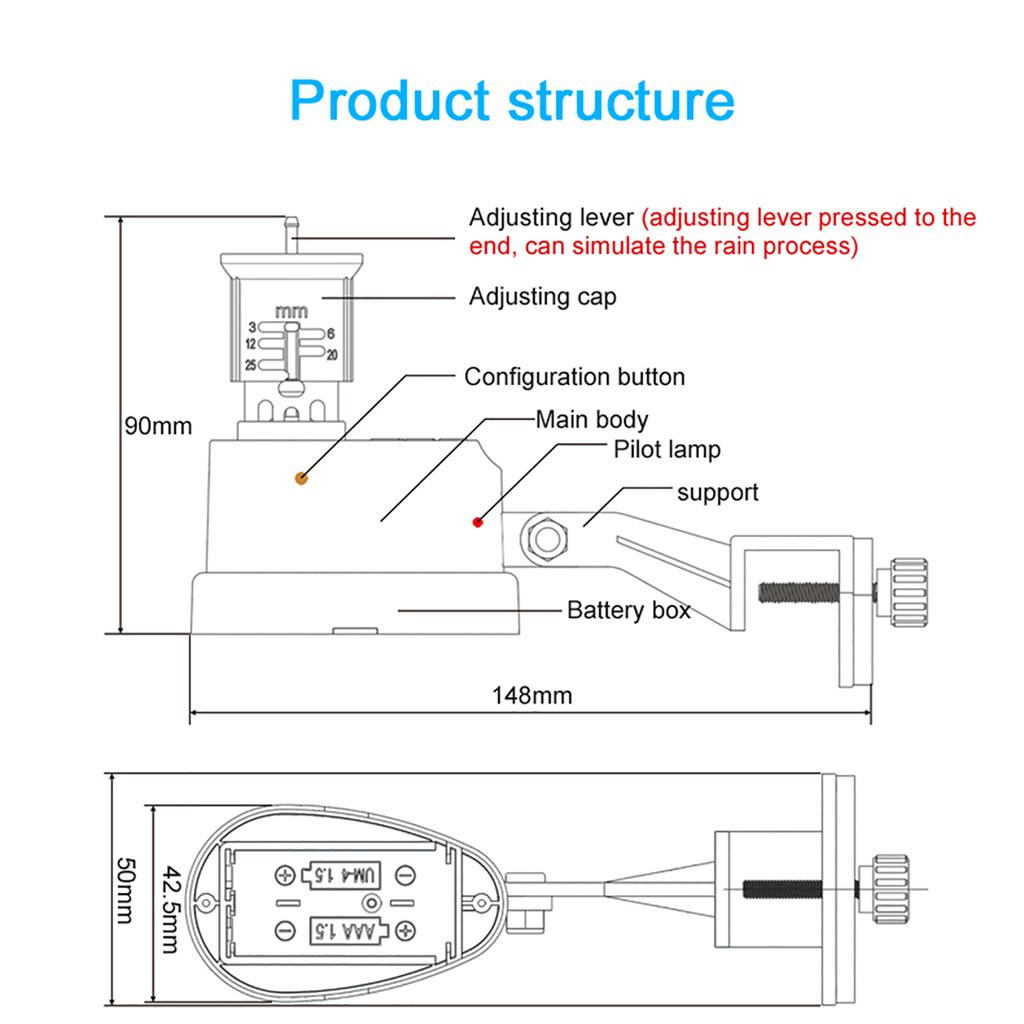 Rain Sensor, Rain Sensor Kit Watering Rain Sensor with Spray Nozzle for   Rainfall Measurement