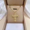 Bundled Cross Light Luxury Temperament Gorgeous Full Diamond Necklace Female Versatile Collarbone Chain Titanium Steel Chain