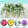 Lifelike Hanging Basket Of Artificial Fake Silk Morning Glory Flower Vine For Home Wall Decor