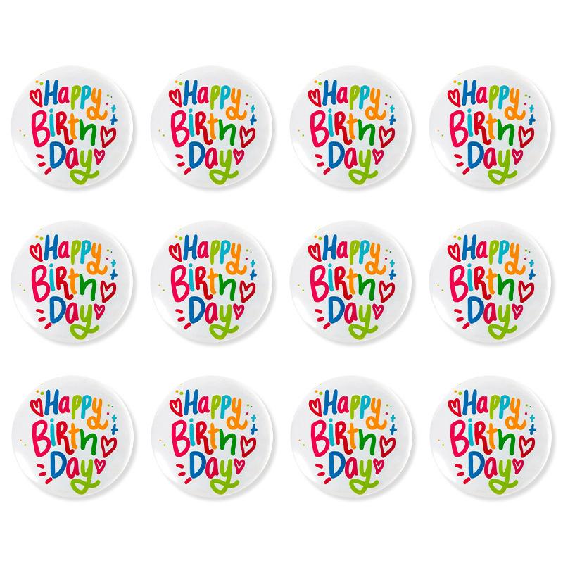 New Happy Birthday Theme Party Badge White Tinplate Handmade Birthday Badge 