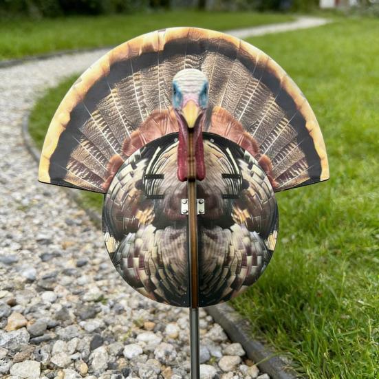 Turkey Ground Stake Hunting Decoy Foldable Flexible Lightweight Structure Ultra-Realistic Wood Decorative Insert for Outdoor