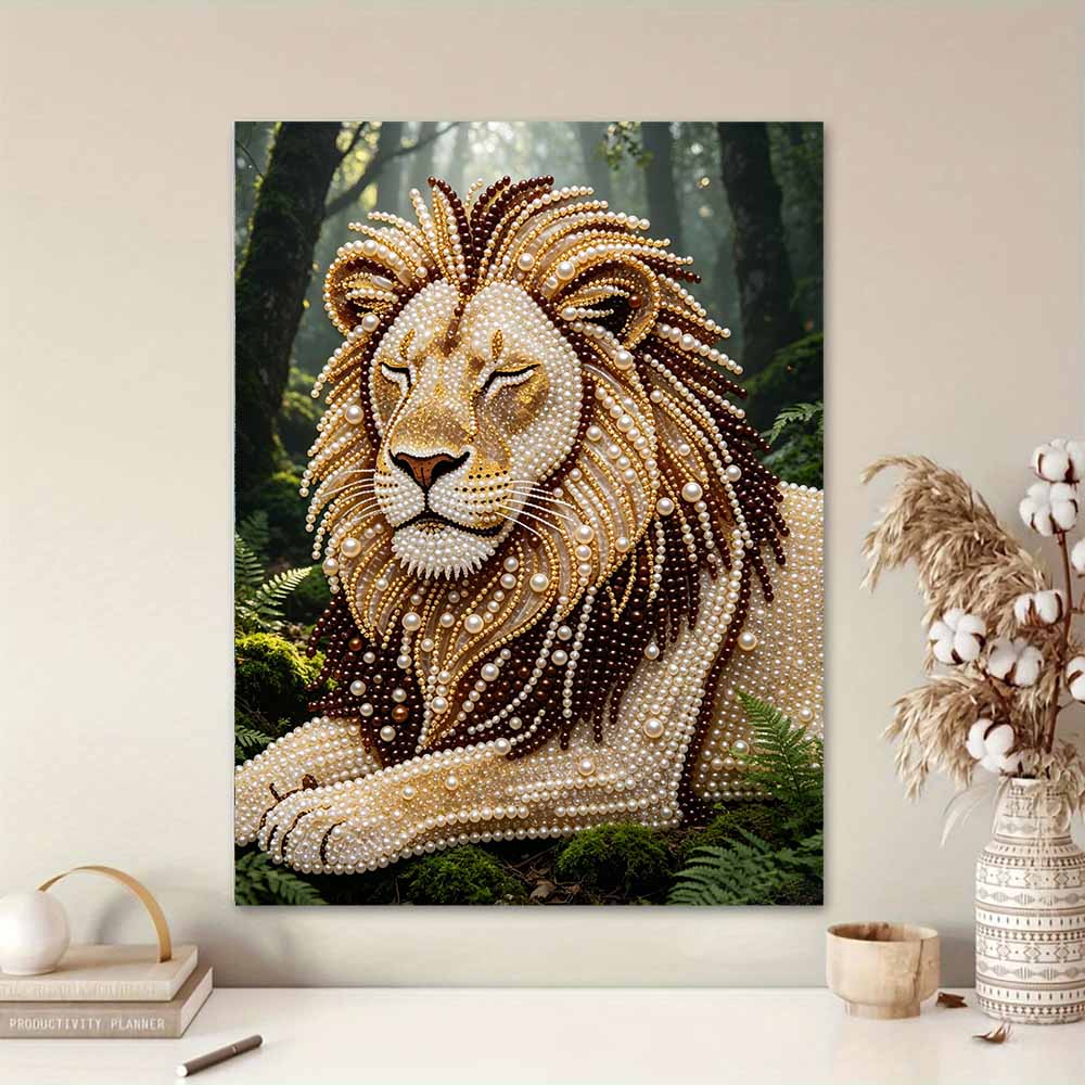 Shiny Pearl Elegant Lion Portrait DIY Painting Creative Bead Art Craft Household Wall Decoration Nice Present For Art Hobbyists Home Decor Items