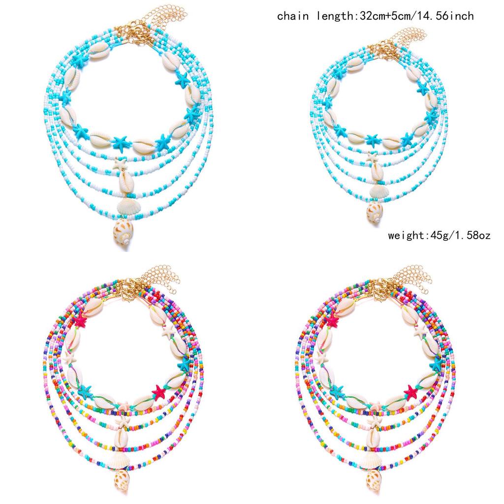 Collier de Perles Coquillage Mode pour Femmes avec Pendentif en Alliage pour un Style Décontracté d'Été