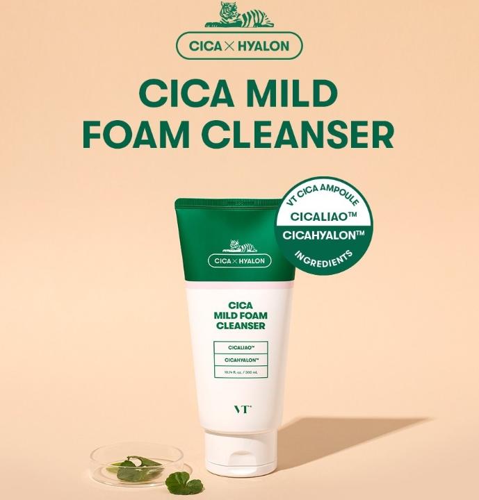 VT Cica Mild Foam Cleanser 300ml | Gentle Daily Facial Cleanser with Cica Extract