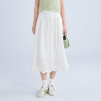 LED'IN Sweet Lace Pleated Long Skirt