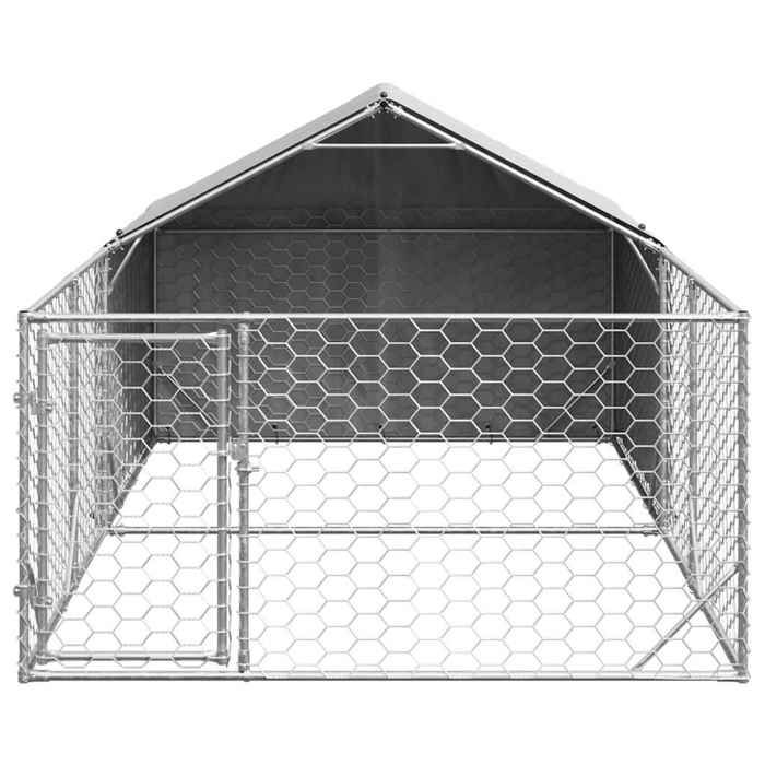 VidaXL Niche d'extérieur pour chien enclos 4x2x1,5 m acier galvanisé, cage de chien d'extérieur, grande cage de chien, niche 3329235