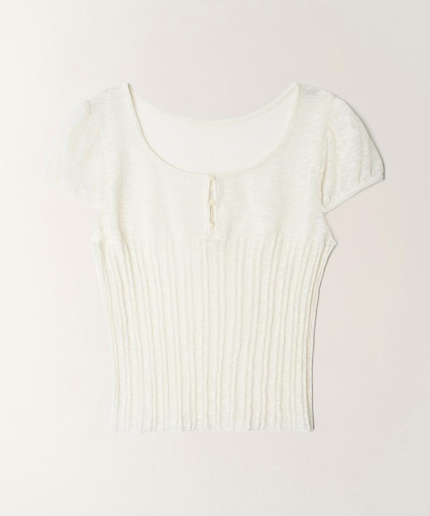 TTUDEMENT Two-Way Short Sleeve Knit Top_Ivory