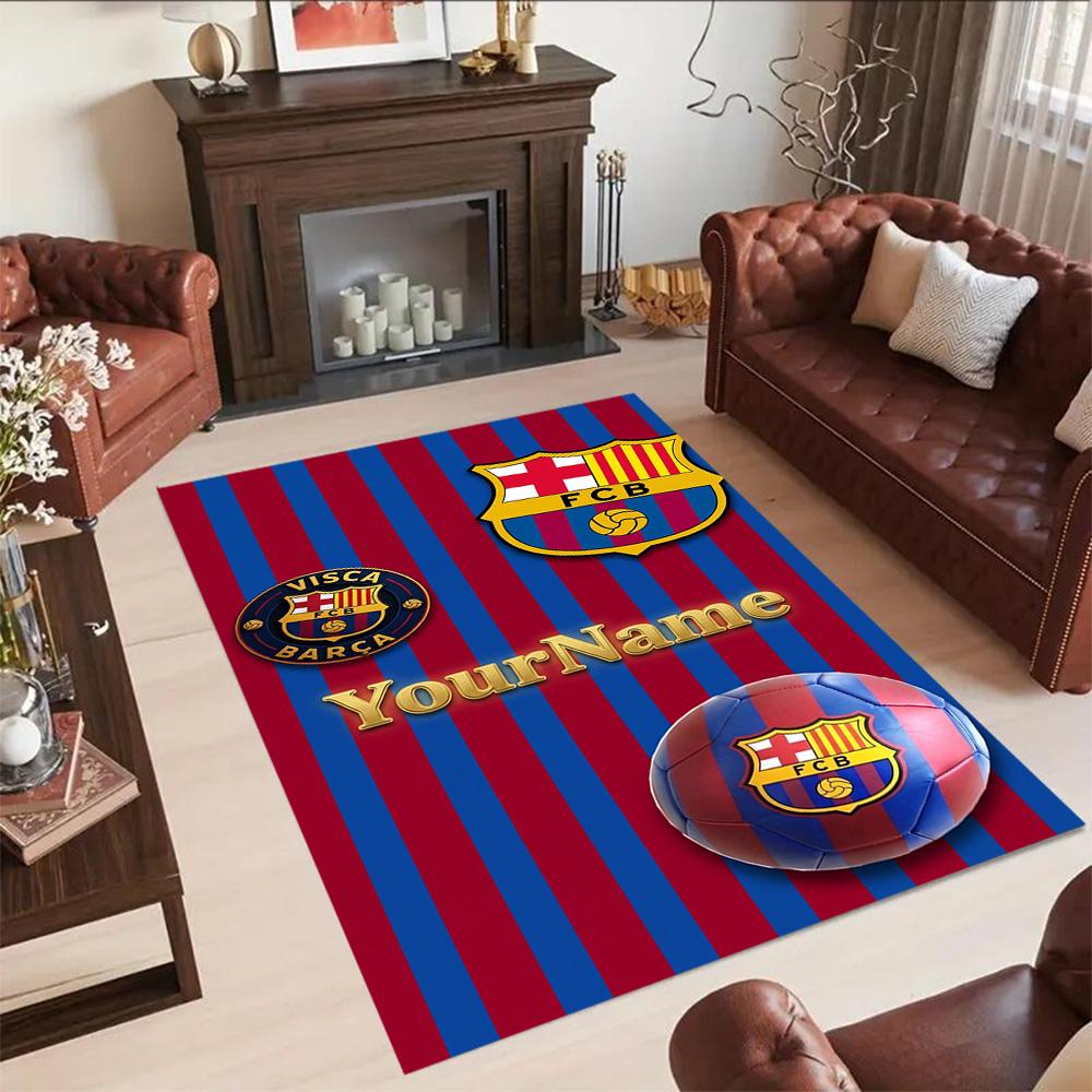 Fc Barcelona Personalized Text Carpet Perfect for Hallway Dormitory Dining Room Game Room Antislip Carpet Decorate Offices Best for Christmas