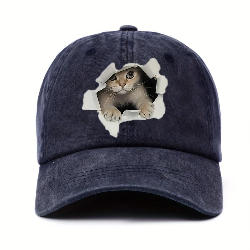 Cute Cat Designed Baseball Cap with Retro Sun Protection and Durable Animal Themed Printing Technology