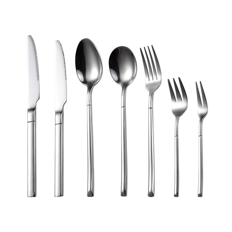 304 stainless steel knife, fork, spoon, western tableware, multi-specification knight mirror polished square handle, company gifts