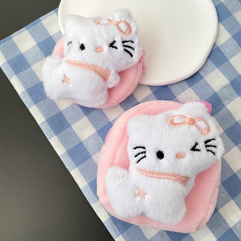 Cute Anime Cartoon Kt Cat Earphone Bag Creative  Schoolbag Decoration Portable Kawaii Mini Coin Purse Birthday Gifts