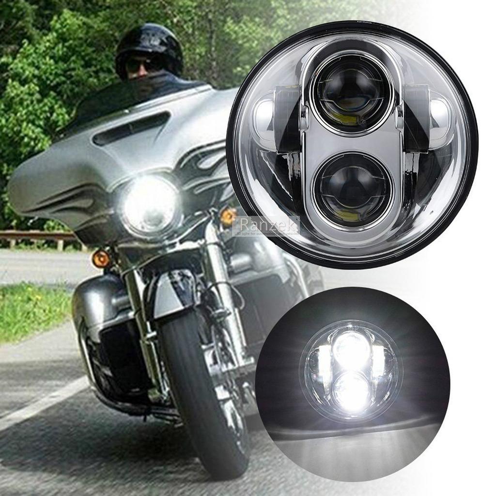 Ranzek Inch Cree LED Projector High Beam Headlight for Motorcycles 5-3/4 5.75 (Chrome)
