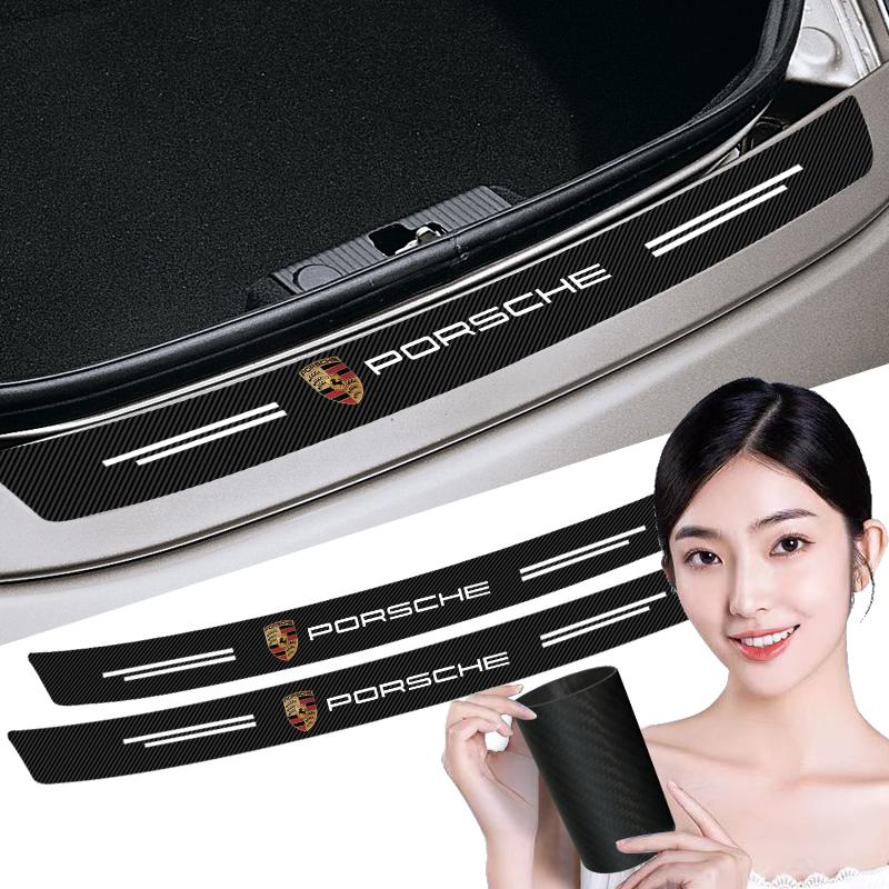 Carbon Fiber Car Trunk Rear Bumper Sticker Guard Plate Protector For Porsche Cayenne Panamera Macan Boxster 911 Carrera-GT 928 944 968