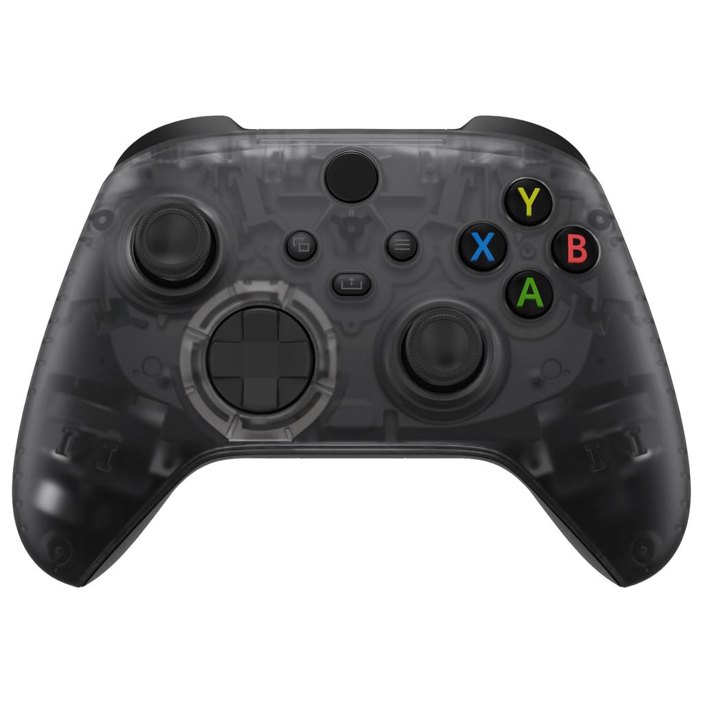 EXtremeRate Seitenschienen-Griffschale für Xbox Core Wireless Klar Schwarz Ersatz Frontgehäuseabdeckung Griff Faceplate für Xbox Series X S Controller