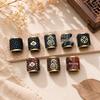 Red Sandalwood and Black Ebony Spacer Beads with Brass Fu Character and Auspicious Cloud Design for Handmade Beading DIY