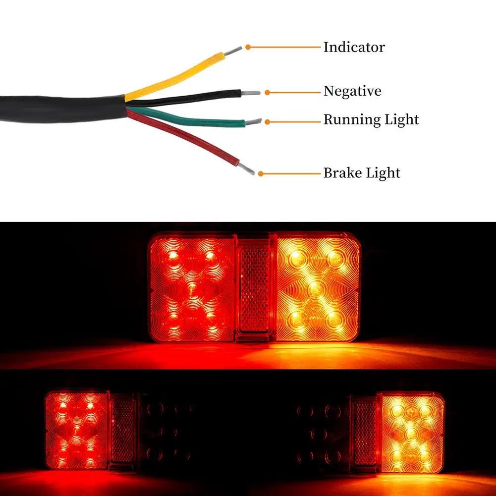 1 Pair 12V Rear Stop LED Lights Tail Brake Indicator Truck Van Lamp Trailer Light Waterproof For Trailer Caravans Boats