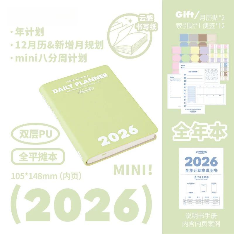 2026 Pocket A6 Notebook Planner Soft Cover Mini Journal Daily Plan Weekly Yearly Monthly Planning Agenda Calendar Gift