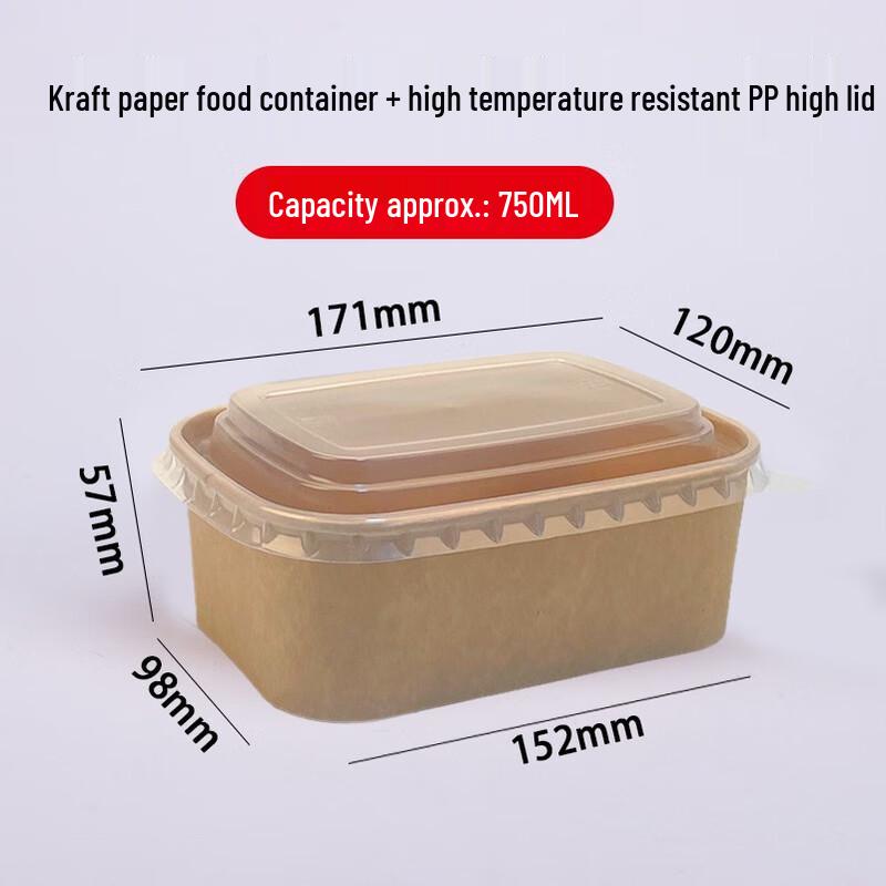 Kraft Paper Disposable Takeout Meal Boxes