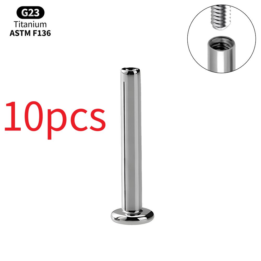 1/10 Pezzi Titanio Labret Stud Filettatura Interna Push Pin Trago Helix Conchiglia Septum Base Piatta Plug-in Gioielli per Piercing all'Orecchio