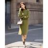 Demana Women's Winter Elegant Half-High Collar Knit Midi Dress