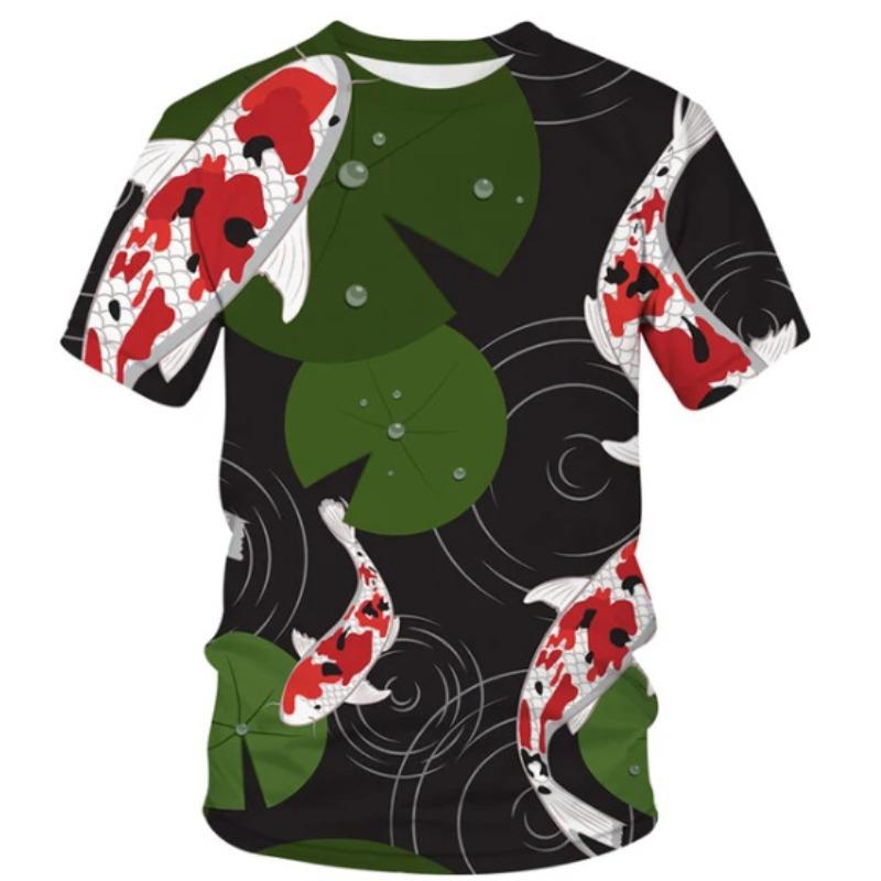 Men's 3D Printed T-Shirt Colorful Animal Plant Pattern Printing Short Sleeve O-Neck Pullover Casual Top
