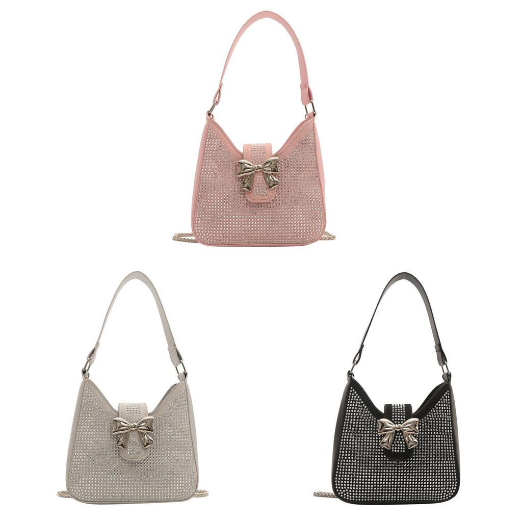 2024 New Fashion Korean Style Casual Bag With Water Drill Butterfly Bow Street Trend Shoulder Bag For Women