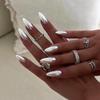24-Piece Silver Aurora False Nails - Solid Color, Removable, Wearable Nail Art Set