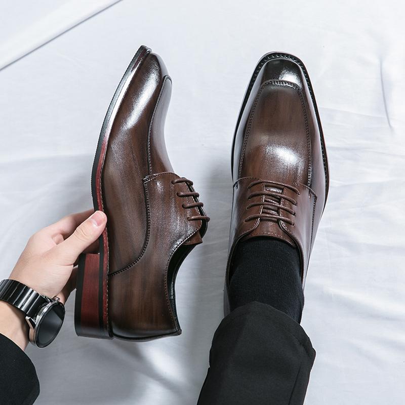 Fashion Men's Casual Oxford Shoes men Black Dress Wedding Shoes Luxury Pointed Toe Office Fashion Derby Shoes Business Leather Shoes