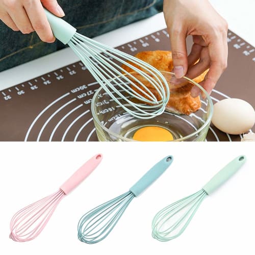 readygohigh Manual Silicone Whisk, Mini Whipper, Mixer for Baking, Durable, Non-Slip, Heat-Resistant, Kitchen Cooking Tool, Stylish, 25*7cm (Green)