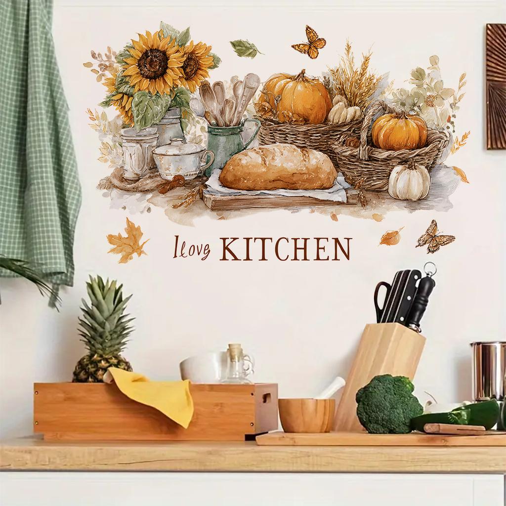 Warm Kitchen Decoration Stickers, Autumn Harvest Decoration, Wall Beautification, Healing Atmosphere Effect