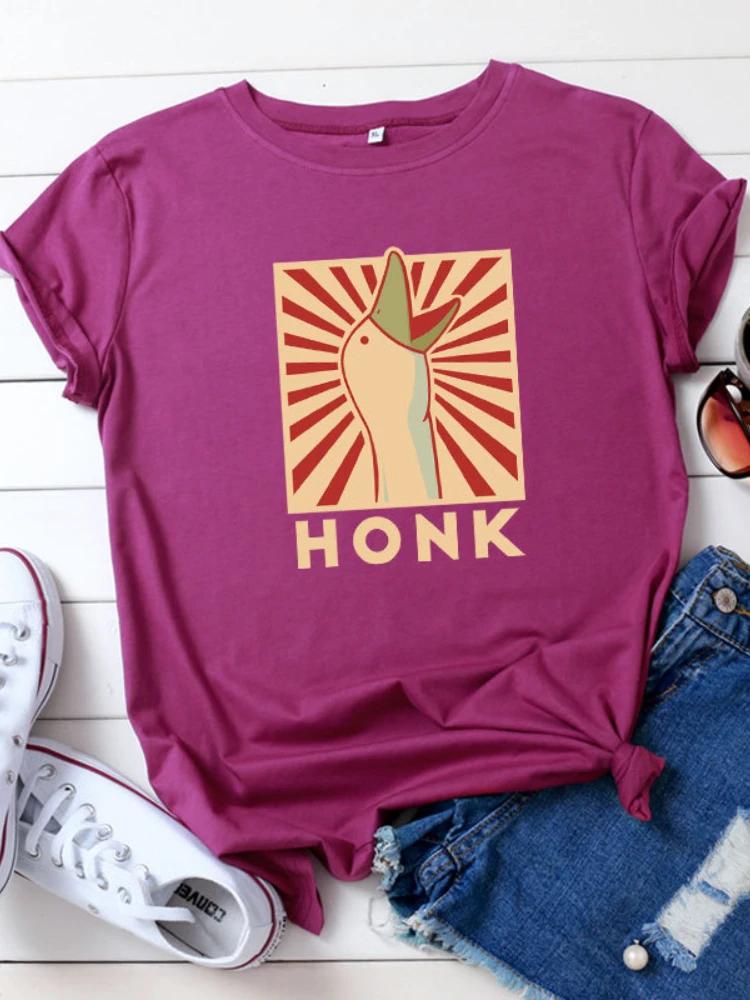 

Принт Гусиный Крик Женская Футболка с Коротким Рукавом Круглым Вырезом Свободная Женская Футболка Дамская Футболка Топы Camisetas Mujer S розы красного