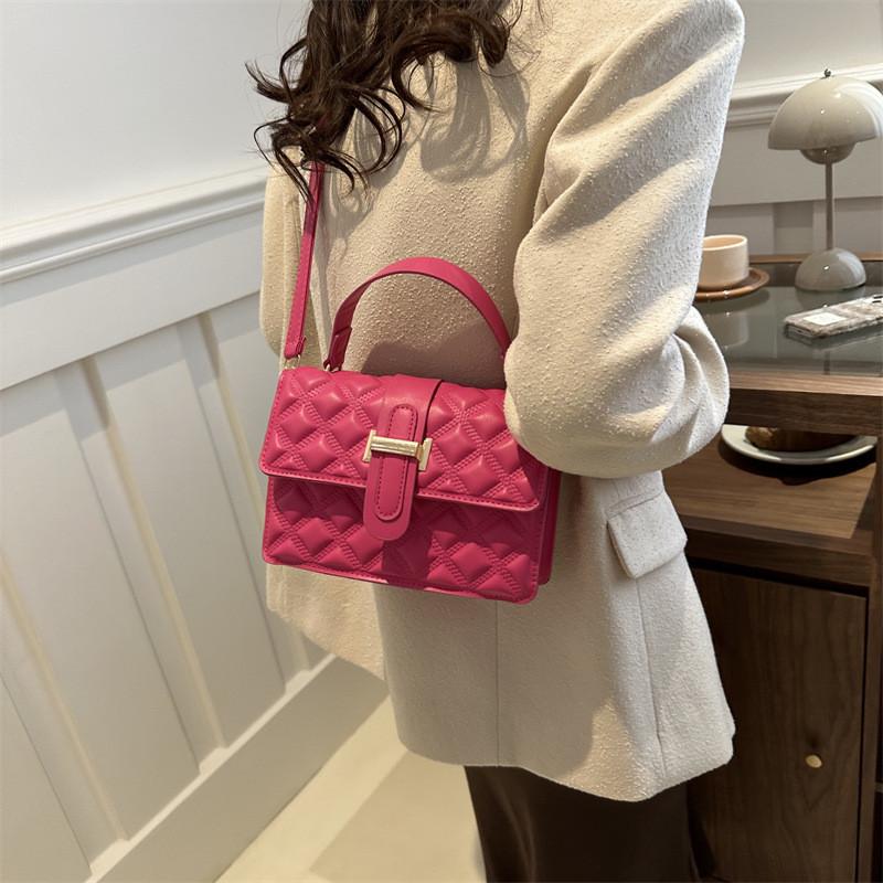 Fashionable Diamond Grid Handbag Women 2024 Spring New Popular Simple Shoulder Crossbody Bag Street Style