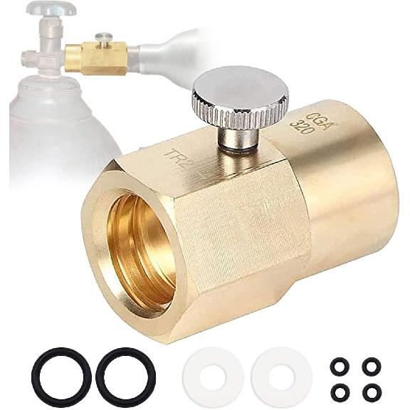Home Use Soda Refill Bottle CO2 Cylinder Cartridges, Adapter Refills Connector Kit CGA320 to TR21-4, Thread Set Replacement Accessories for Soda