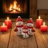 Seasonal Home Decor Christmas Resin Snowman Figurine, Cute Family of 3 Statue with Santa Holiday Mantel Hat, Red Scarf, Tabletop Ornament for