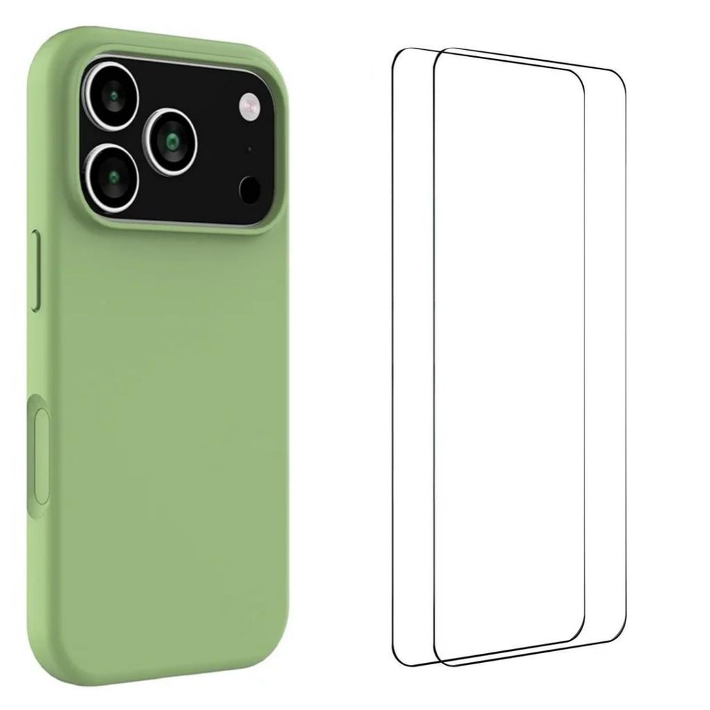 For iPhone 17 Pro Max Phone Case WANLONFENG GJ Series Liquid Silicone TPU Cover Large Cutouts with 2Pcs Screen Film