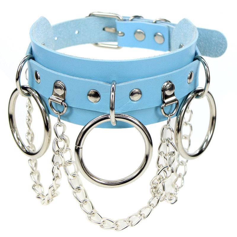 Stainless Steel Pu Leather Choker Necklace Pendant Collar For Women Goth Punk Chain Sexy Chocker Necklaces Bondage Gift