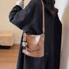 Bucket Bag Women's Oblique Span Small Satchel Niche Retro Commuter Shoulder Bag Large Capacity Simple Handbag Small Bag