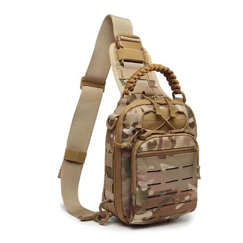 Men's Outdoor Chest Bag Camouflage Shoulder Bag Single Shoulder Backpack 900D Oxford Mountaineering Camping Fishing Hiking Molle