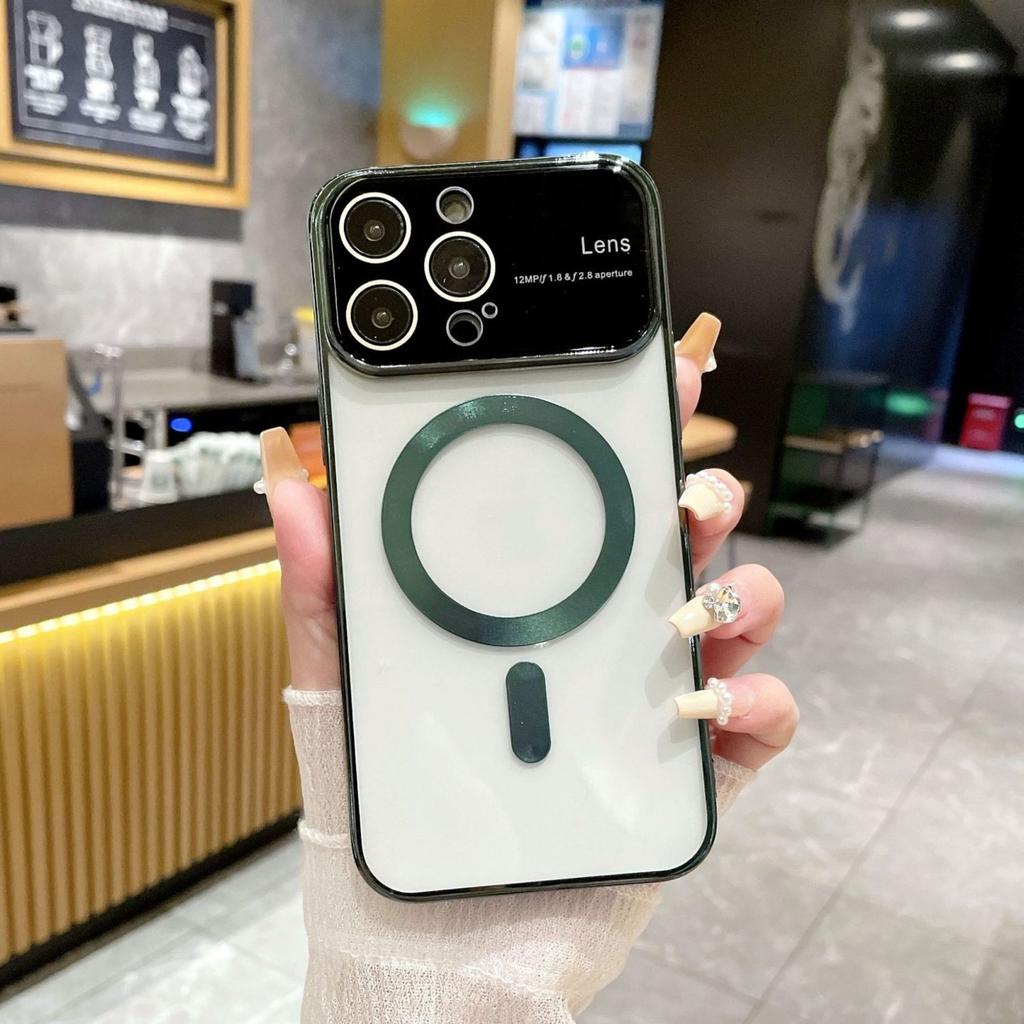 Aplicabil Pentru IPhone 15 Galvanizat Ferestre Mari Apple 14pro cu Coadă Magnetică 1312 Husă Transparentă de Protecție Anti-cădere