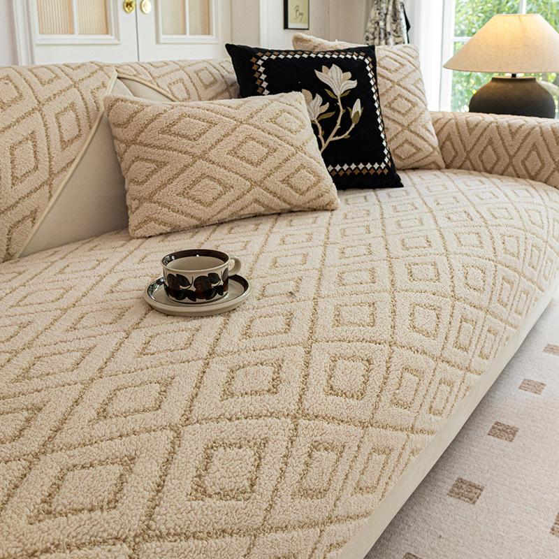 Shu Cotton Velvet Sofa Cushion, Winter And Winter Non-Slip Seat Cushion, Thickened Plush Sofa Cover, Heat Storage And Warm Cover Cloth Towel