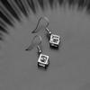Korean Zircon Square Earrings: Fashionable, Fresh, Three-Dimensional Diamond-Inlaid Short Drop Studs