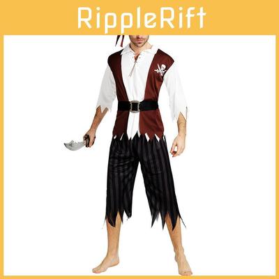 Elegantes Piratenkapitän-Outfit für Herren aus hochwertigem Polyesterstoff für Cosplay