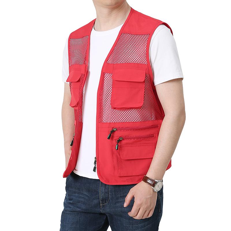 Men's Breathable Summer Mesh Vest with Multiple Pockets for Photography and Fishing