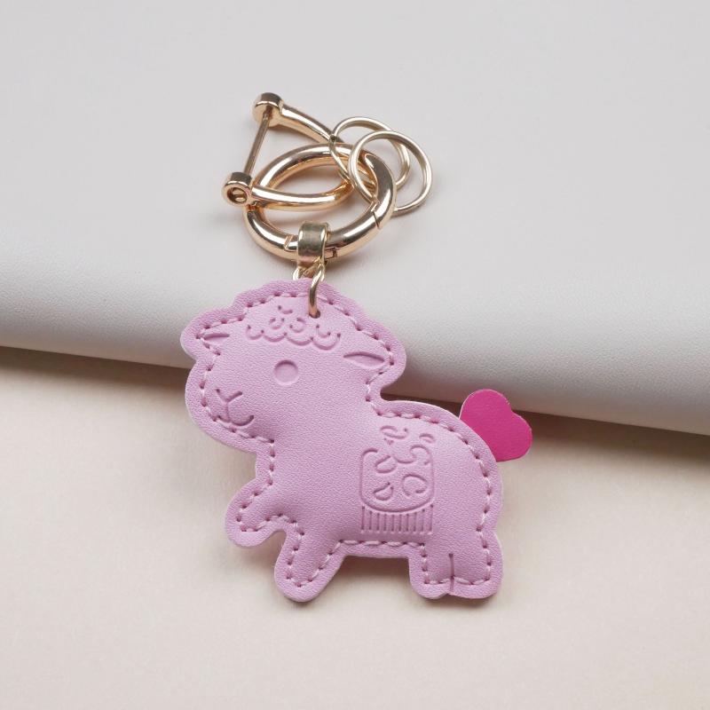 Piele PU 2027 Anul Oii Formă Pandantiv Adorabil Design Colorat Coadă de Inimă Pentru Decor Geantă Accesorii Chei Cadou