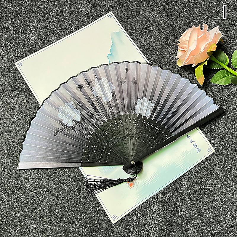 Vintage Silk Folding Hand Fan Chinese Bamboo Fans Craft Gifts Women Dance Performance Props Home Decoration Ornaments
