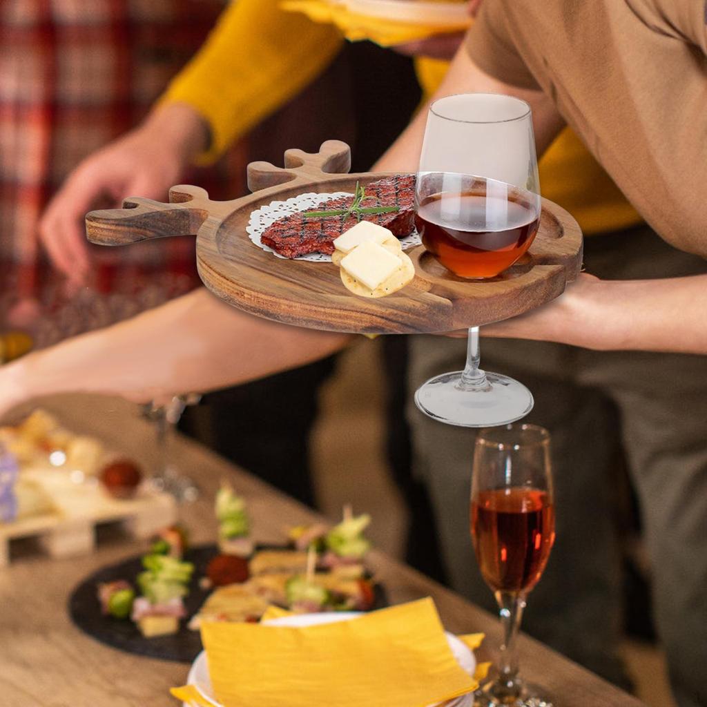 Appetizer Plate Snack Serving Tray Lightweight with Cup Holder Charcuterie Board for Restaurant